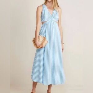 Vineyard Vines Sky Blue & White Striped Maxi  Dress